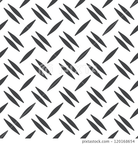 Diamond plate metal seamless pattern. Diamond structure texture. Metal construction background. Geometric diagonal tread stainless floor. Vector illustration isolated on white background 120168654