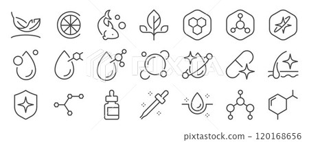 Beauty Benefit dietary supplements icon set. It included contexts such as vitamin, mineral, oil, cosmetic, properties, and more. Editable Vector Stroke. Beauty Benefit dietary supplements icon set. It included contexts such as vitamin, mineral, oil, cosmetic, properties, and more. Editable Vector Stroke. 120168656