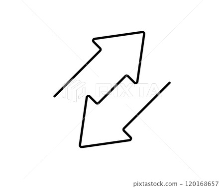 Transfer double arrow icon. Two opposite direction symbol. Exchange line arrow icon. Remove sign. Transfer symbol. Vector illustration isolated on white background Transfer double arrow icon. Two opposite direction symbol. Exchange line arrow icon. Remove sign. Transfer symbol. Vector illustration isolated on white background 120168657