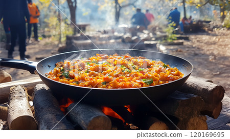 Enjoy outdoor cooking 120169695