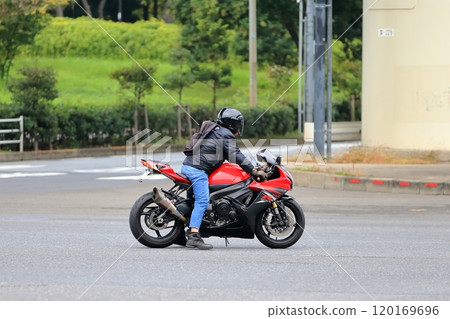 A moving motorcycle 120169696
