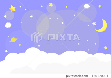 Starry sky and clouds background illustration, blue, horizontal Starry sky and clouds background illustration, blue, horizontal 120170091