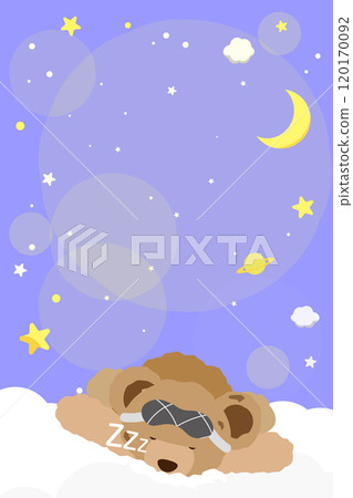 一隻泰迪熊睡在星空和雲藍色垂直上的插圖1的背景插圖 120170092