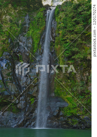 A waterfall with a secretly captivating emerald green A waterfall with a secretly captivating emerald green 120170274