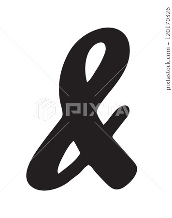 Hand painted black ink ampersand symbol isolated on white 120170326