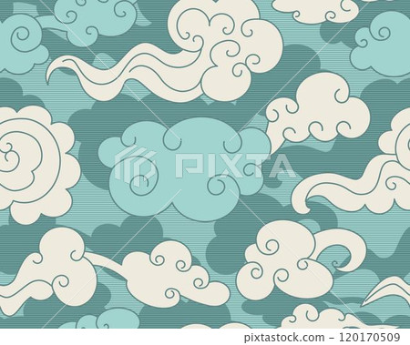 Clouds seamless pattern in oriental style. Decorative Chinese magic frame. Vector illustration. Clouds seamless pattern in oriental style. Decorative Chinese magic frame. Vector illustration. 120170509