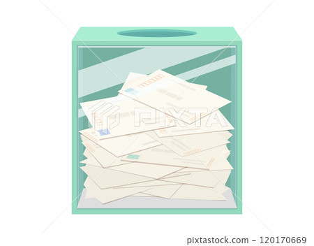 裝有許多明信片的彩券盒的插圖 120170669