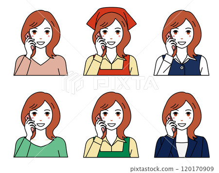 A medium-haired woman calling on a smartphone A medium-haired woman calling on a smartphone 120170909