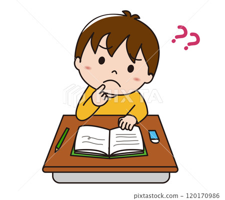 A boy who is worried about studying 120170986