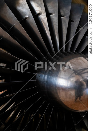 Metal blades. Aircraft turbine detail 120171000