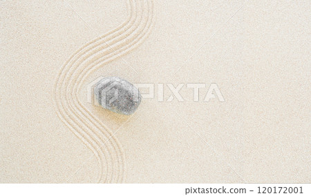 Zen Garden Sand White Background Japanese Balance Meditation Relax Buddhism Spirituality, Pattern Line Wave Mandala Mockup Spa Vacation Yoga Lifestyle Natural Summer, Texture Desert Coast Sea. 120172001