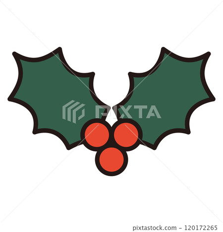 Simple illustration of holly with red berries Christmas 120172265