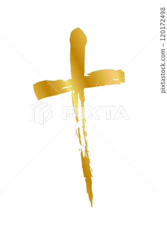 Hand drawn christian cross symbol hand painted with black ink Hand drawn christian cross symbol hand painted with black ink 120172498