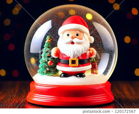 Santa Claus in a snow globe Christmas 3D clay style 120172567
