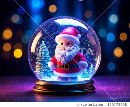 Santa Claus in a snow globe Christmas 3D clay style 120172568