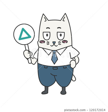 Business animal (cat or dog) posing with a bill (white triangle) | Clip art Business animal (cat or dog) posing with a bill (white triangle) | Clip art 120172814