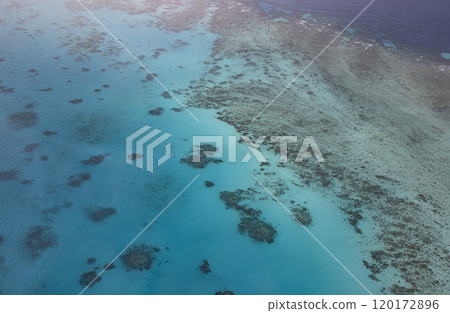Great barrier reef seen from the sky Great barrier reef seen from the sky 120172896