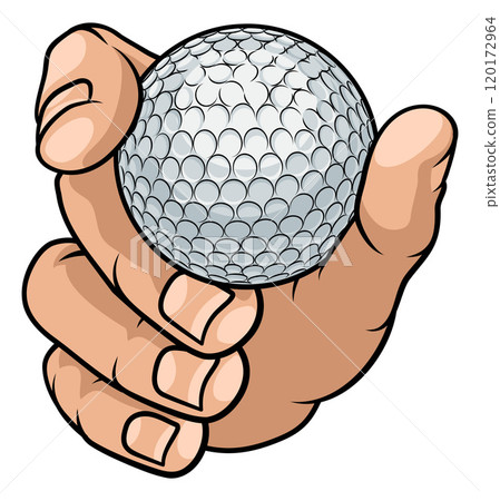 Mascot Person Hand Fist Holding Golf Ball Mascot Person Hand Fist Holding Golf Ball 120172964