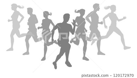 Silhouette Runners Running Sports Silhouettes Set 120172970