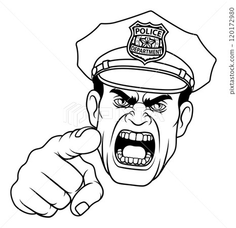 Policeman Angry Police Man Cartoon Character Cop Policeman Angry Police Man Cartoon Character Cop 120172980