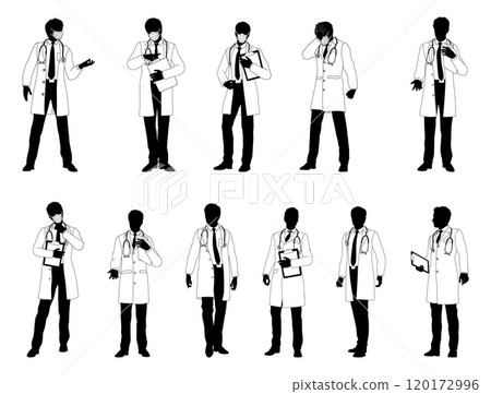 Doctor Men Medical People Silhouette Set 120172996