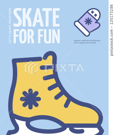 Winter Skate for Fun Concept Vertical Invitation Placard Poster Banner Card Template. Vector Winter Skate for Fun Concept Vertical Invitation Placard Poster Banner Card Template. Vector 120173286