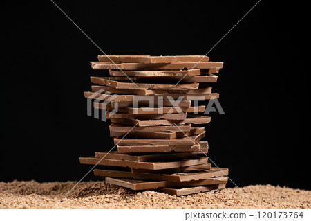 Natural Organic Vegan Lactose-Free Low Carb Gluten-Free Chocolate Black Background. 120173764