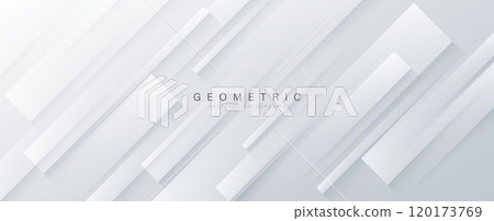 Abstract white and grey background with diagonal stripes. Glowing geometric shapes with shadow. Elegant design. Modern futuristic graphic. Vector illustration 120173769