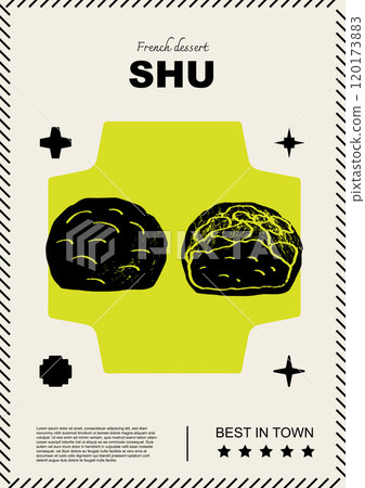 French shu. Price tag or poster design. Set of vector illustrations. Typography. Engraving style. Labels, cover, t-shirt print, painting. 120173883
