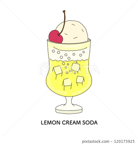 純咖啡館檸檬奶油蘇打水手繪插畫 純咖啡館檸檬奶油蘇打水手繪插畫 120173925