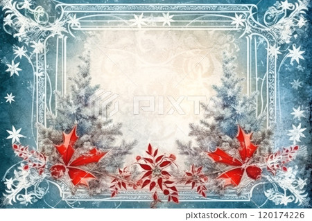 Elevate your festive designs with this enchanting vintage Christmas frame 120174226