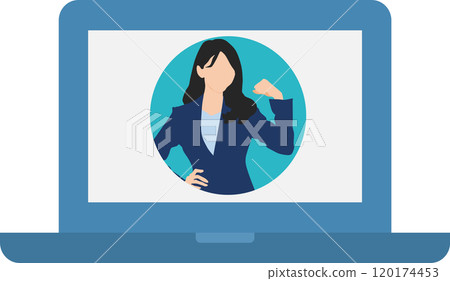 由一位女商人舉行線上會議的插圖 由一位女商人舉行線上會議的插圖 120174453