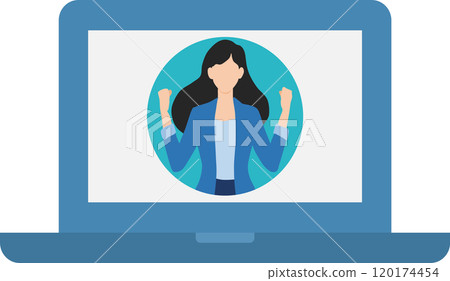 由一位女商人舉行線上會議的插圖 由一位女商人舉行線上會議的插圖 120174454