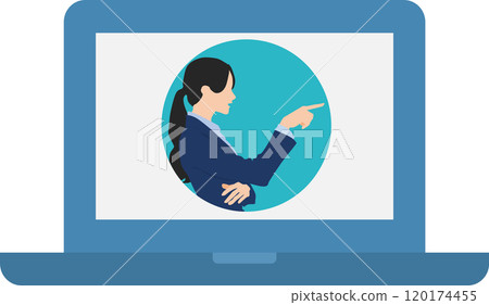 由一位女商人舉行線上會議的插圖 120174455