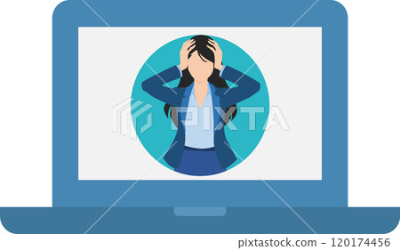 由一位女商人舉行線上會議的插圖 由一位女商人舉行線上會議的插圖 120174456