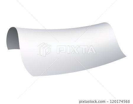 Flying paper page, icon. Falling documents sheet. Curved corner or fly page sheet. Scattered office sheet in motion. Vector cartoon illustration 120174568