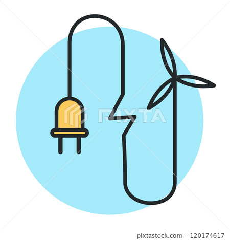 Ecology line art icon, nature and environment. Protection, planet care, natural recycling power. Vector ecology line art illustration 120174617