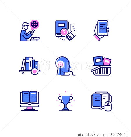 Bookstore and reading - line design style icons set 120174641
