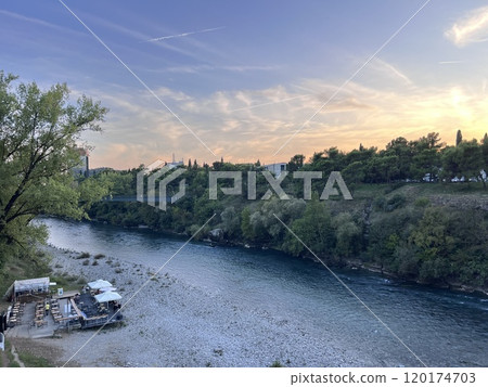 Millennium bridge details over Moraca river in Podgorica 120174703