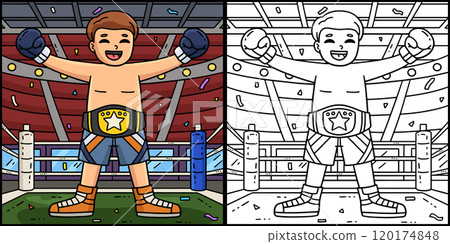 Boxing Boxer with a Champion Belt Illustration 120174848