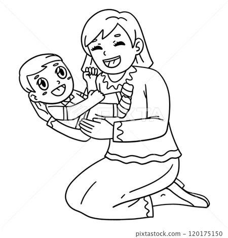 Baptism Mother and Baby Isolated Coloring Page Baptism Mother and Baby Isolated Coloring Page 120175150