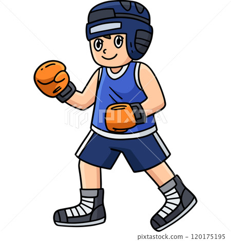 Boxing Boxer with Protective Gear Cartoon Clipart 120175195