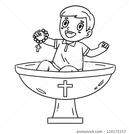 Baptism Child on Font Isolated Coloring Page Baptism Child on Font Isolated Coloring Page 120175257