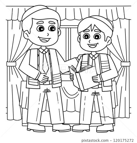Bar Mitzvah Boy with a Rabbi Coloring Page 120175272