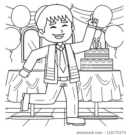 Bar Mitzvah Boy Doing Dancing Coloring Page 120175273