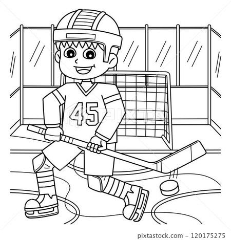 Ice Hockey Boy Player Stopping Goal Coloring Page 120175275
