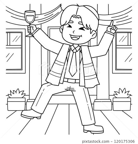 Bar Mitzvah Boy Having After Party Coloring Page Bar Mitzvah Boy Having After Party Coloring Page 120175306
