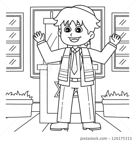 Bar Mitzvah Boy Giving a Speech Coloring Page 120175313