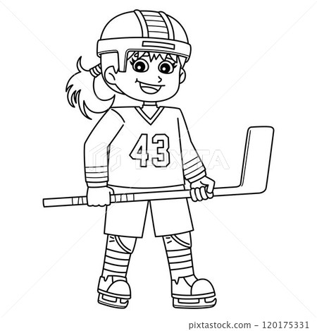 Ice Hockey Girl Player at the Center Line Isolated 120175331