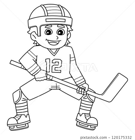 Ice Hockey Boy Player at the Ice Rink Isolated Ice Hockey Boy Player at the Ice Rink Isolated 120175332